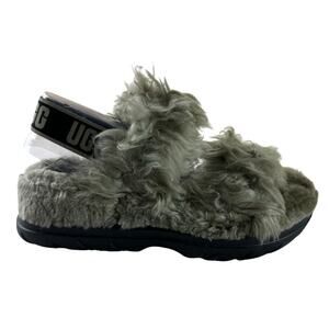 UGG Olive Green Faux Fur Slingback Platform Slippers Women’s US 10 Cozy Y2K